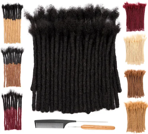 Miniatura 23 de DAIXI 0.2cm y 0.4cm y 0.6cm y 0.8cm de grosor 4-18 pulgadas 10 hebras extensiones de rastas de cabello humano 100% real para hombres/mujeres