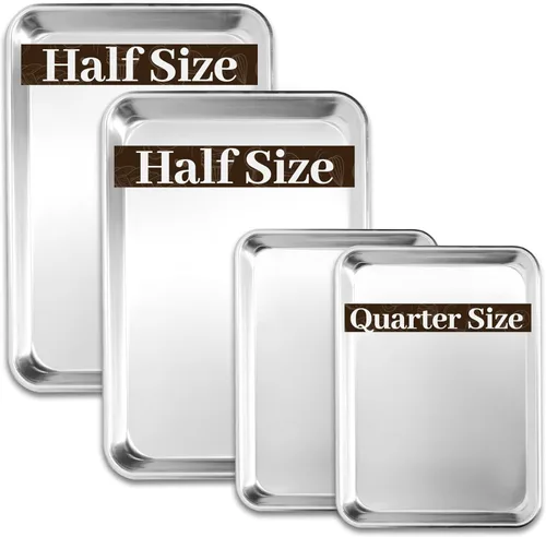 Miniatura 15 de BIEAMA Paquete de 12 bandejas para hornear de tamaño medio, bandeja comercial de aluminio para horno, congelador, panadería, hotel, restaurante, 13