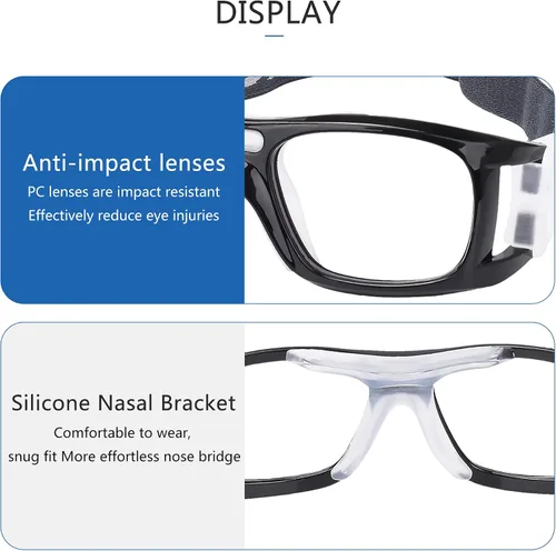 Miniatura 3 de SooGree Gafas deportivas para hombres y mujeres, gafas protectoras para béisbol, correr, deportes, ciclismo, gafas G8021 Marco Negro Almohadillas