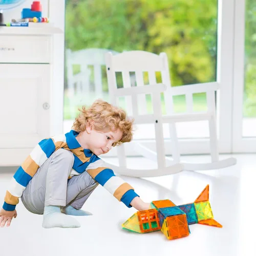Miniatura 4 de STEM - Juego de 70 piezas de azulejos magnéticos para niños de 3 a 8 años, bloques magnéticos sensoriales Montessori para niños pequeños, kit