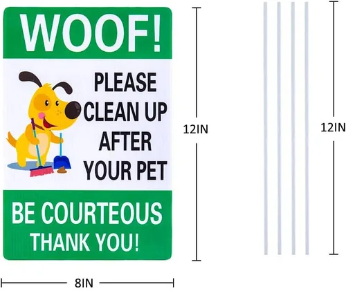 Miniatura 6 de WaaHome Letrero de perro con estacas de metal con estacas de metal «Please Pick Up After Your Dog» de 8 x 12 pulgadas, letrero de «Please Pick Up