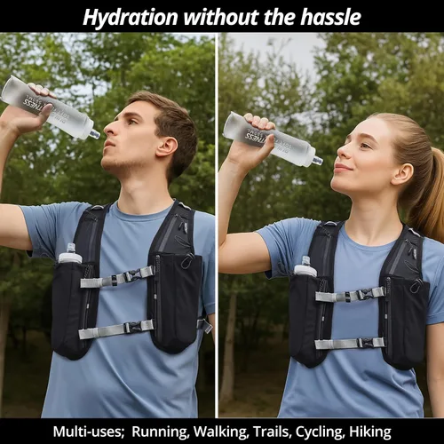 Miniatura 2 de Running Hydration Vest for Women and Men. Reflective, 8 Pocket, Quick Dry, Water-Resistant, Breathable, Adjustable Backpack for Runs, Hiking