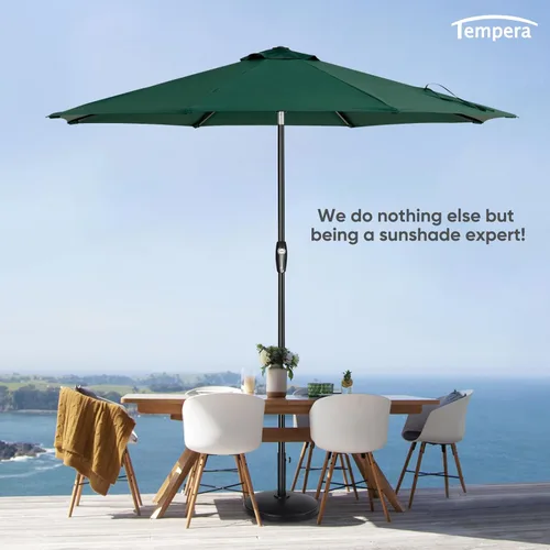 Miniatura 7 de Tempera Patio Market Outdoor Table Umbrella with Auto Tilt and Crank, Large Sun Umbrella with Sturdy Pole & Fade Resistant Canopy, Easy to Set Verde