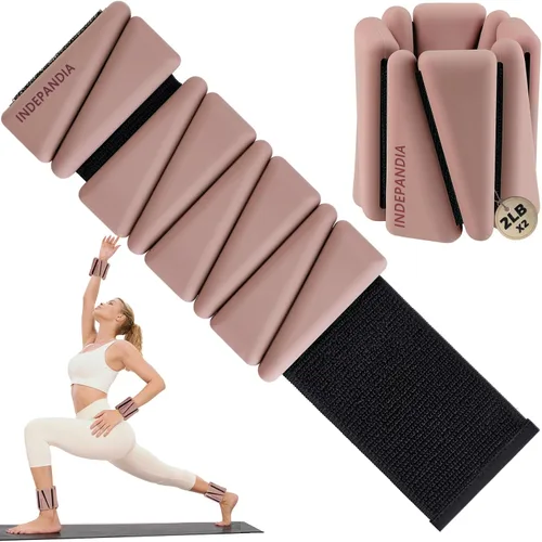 Miniatura 13 de Pesas de muñeca y tobillo para mujeres y hombres, brazaletes con peso ajustables de 2 libras/4 libras para aumentar la quema de calorías y la Beige