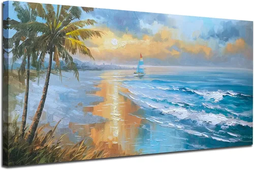 Miniatura 11 de Enartly Arte de pared de paisaje grande para sala de estar y dormitorio, decoración de pared de abedul blanco, lienzo de bosque verde, pintura