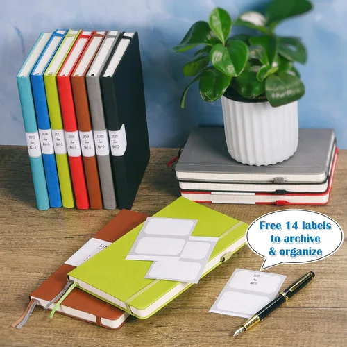 Miniatura 6 de Paquete de 7 cuadernos a rayas, de piel sintética de tapa dura para hombres y mujeres, páginas numeradas gruesas de 3.53 oz/m² con contenido