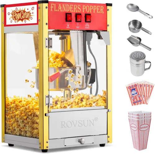 Miniatura 12 de ROVSUN Máquina de palomitas de maíz con hervidor de 16 onzas, certificado ETL, máquina comercial de palomitas de maíz para encimera con cuchara