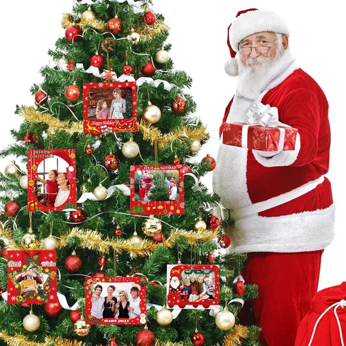 Miniatura 6 de Zonon 30 marcos de fotos de Navidad, marcos de fotos familiares, adornos colgantes para árbol de Navidad, fiesta de Año Nuevo, mejores deseos