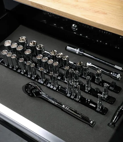 Miniatura 4 de ARES 70087-Organizador de enchufes de aluminio de 3 piezas, rieles de transmisión de 1/4 pulgadas, 3/8 pulgadas y 1/2 pulgadas con capacidad para 48