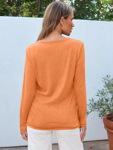 Miniatura 4 de AUTOMET Womens Long Sleeve Round Neck Shirts Basic Tee