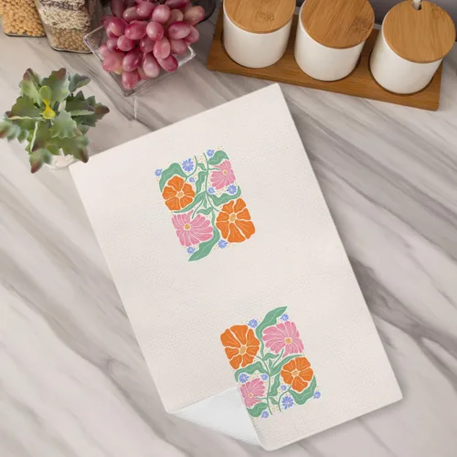Miniatura 3 de Toallas de cocina bohemias con diseño floral, estilo retro de los años 70, diseño de flores bohemias decorativas para baño, toallas de cocina
