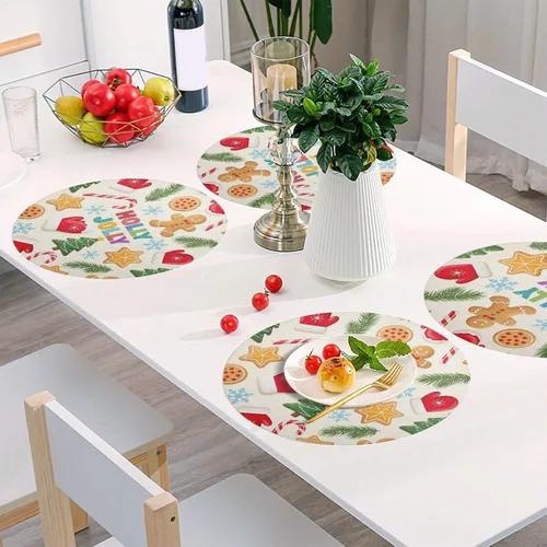 Miniatura 6 de Gingerbread Men PVC Placemat, Washable Heat Proof Table Mat for Kitchen one sizex1