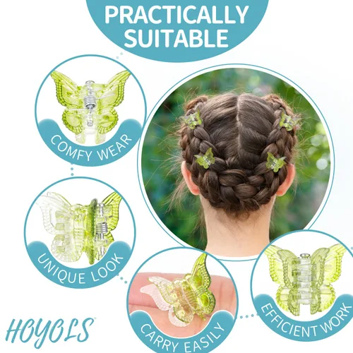 Miniatura 3 de Hoyols Pinzas de mariposa para adolescentes y adultos, accesorios de mariposas de los años 90 para mujeres, lindo clip de garra para el cabello