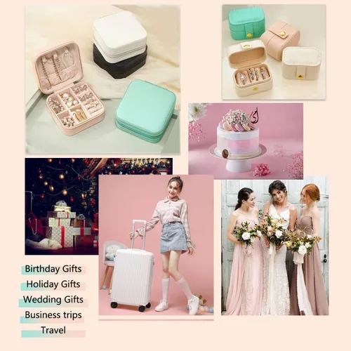 Miniatura 5 de Travel Jewelry Case Set, Small Jewelry Boxes, Travel Jewelry Box for Girls Gift, Portable Jewelry Organizer for Necklaces, Earrings, Rings(2 in