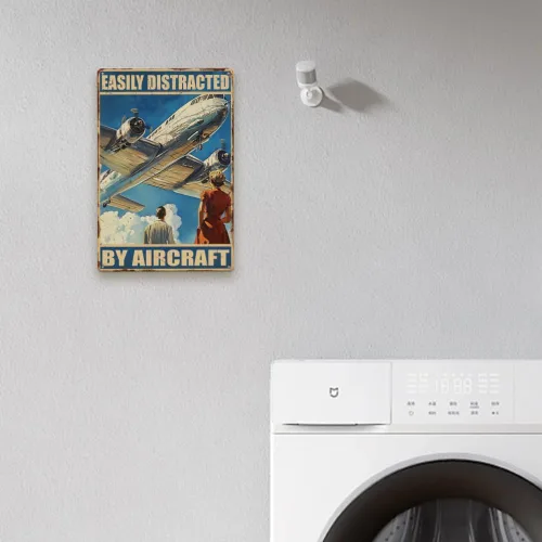 Miniatura 6 de SUPERDANT Letreros divertidos de hojalata de avión, vintage, de metal, fácil de distraer por aviones, divertido cartel de pared, arte de pared