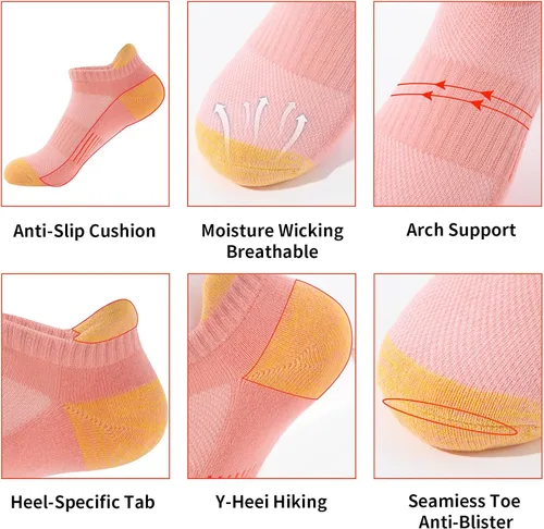 Miniatura 3 de BUDERMMY Calcetines de tobillo para mujer atléticos de algodón acolchados 6 pares de calcetines de entrenamiento para mujer