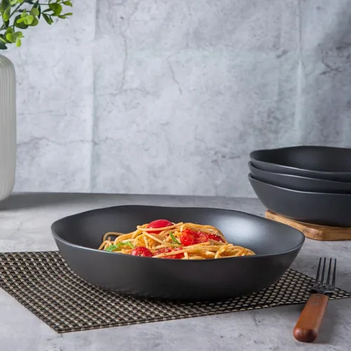 Miniatura 3 de AmorArc 9.75'' de cerámica cuencos grandes para pasta, juego de 4 cuencos planos de gres de 38 onzas para servir, cuencos aptos para horno