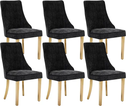 Miniatura 29 de Juego de 8 sillas de comedor, sillas de cocina con canales de lino con patas curvadas de madera maciza, silla de comedor tapizada de tela cómoda