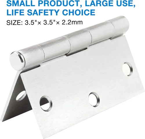 Miniatura 5 de Paquete de 18 bisagras para puerta de 3.5 pulgadas, níquel satinado/cepillado, bisagras interiores de 3 ½" para puertas, bisagras cuadradas de 8,9 x