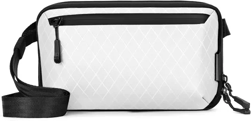 Miniatura 7 de Bolso cruzado pequeño para mujer, bolso de hombro vegano impermeable con tela acolchada de nailon de diamante, respaldo de poliéster 900D Azul