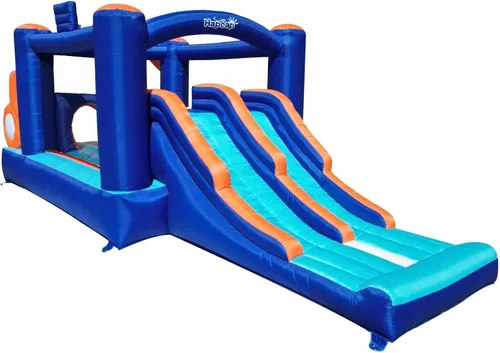 Casa de Rebote Inflable con Pista de Obstáculos para Niños - 2 Toboganes de Carreras, Área de Salto, Túnel y Paredes de Escalada con Soplador para