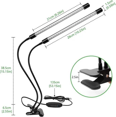 Miniatura 6 de Luz LED negra, temporizador de 3, 9 y 12 horas, 10 niveles regulables, luz UV, cabezal doble, 54 LED, luz negra, lámpara UV LED de 395-405 nm