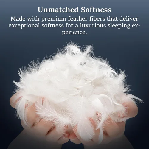 Miniatura 4 de COZSINOOR Almohadas de Plumas de Ganso Tamaño Queen Juego de 2 - Almohada de Cama de Plumón de Hotel para Dormir, Funda de Algodón Suave de 600 TC