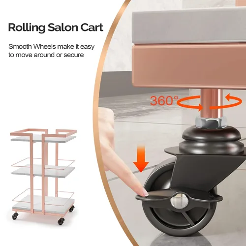 Miniatura 4 de Carrito de esteticista con ruedas, carrito rodante para salón de utilidad, organizador de almacenamiento móvil para belleza, spa, cosmetología