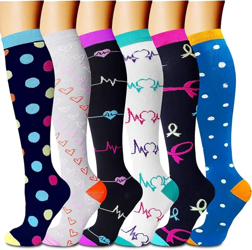 CHARMKING - Calcetines de compresión para mujeres y hombres 6 pares 15-20 MMHG ideales para hacer deporte correr para viajes en avión otorgan