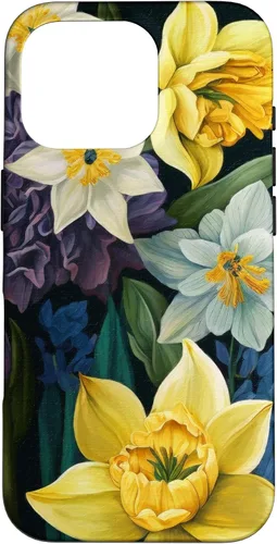 Miniatura 20 de iPhone 16 Painted Spring Bold Daffodils and Flowers, Flower Lover Case
