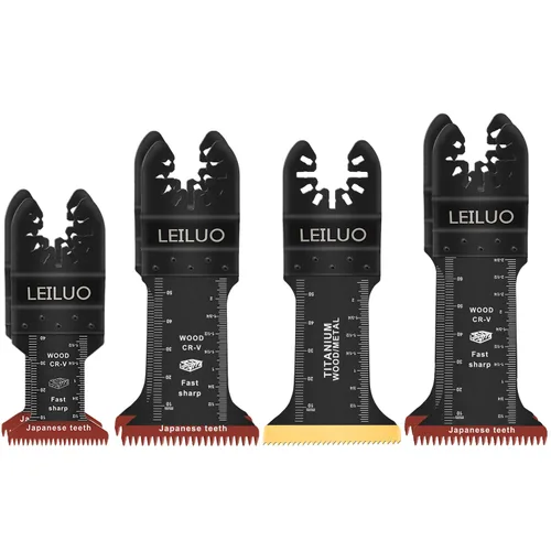 LEILUO 7 hojas de sierra oscilantes universales extra largas de dientes japoneses y titanio multiherramienta para madera con clavos, cuchillas