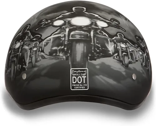 Miniatura 4 de Daytona Helmets - Medio casco de motocicleta con diseño de calavera y huesos cruzados – Aprobado DOT [Gráficos]
