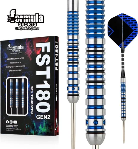 Miniatura 7 de Formula Sports Juego de dardos de punta de acero al 90% tungsteno, juego de puntas de metal profesionales disponibles en 0.74 oz/0.78 oz/0.81 Azul