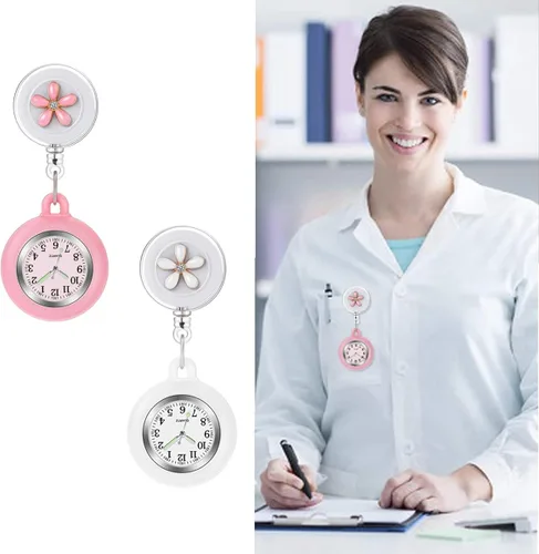 Miniatura 3 de PWOSI Reloj de enfermera con puntero brillante en la oscuridad, reloj de enfermería, reloj de clip, reloj de solapa, reloj de enfermería con segunda