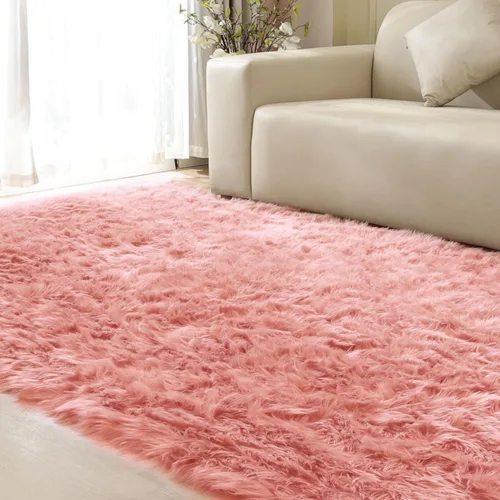 Miniatura 69 de ORINOVA Alfombras de pelo sintético lavable de color gris plateado claro para dormitorio, alfombra de felpa para sala de estar, alfombra