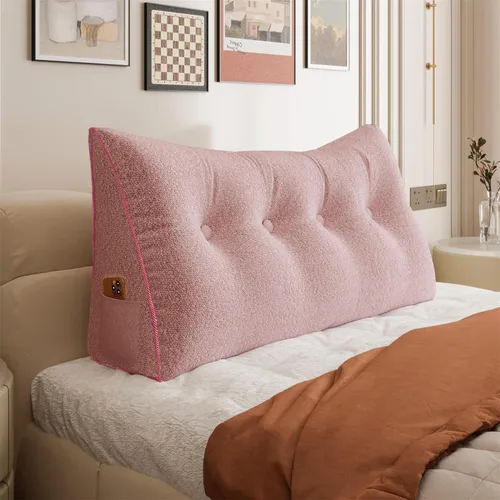 Miniatura 30 de Almohada de cabecera gruesa totalmente rellena individual XL, cabecero acolchado de dormitorio, soporte suave y firme, cojín grande triangular, Azul