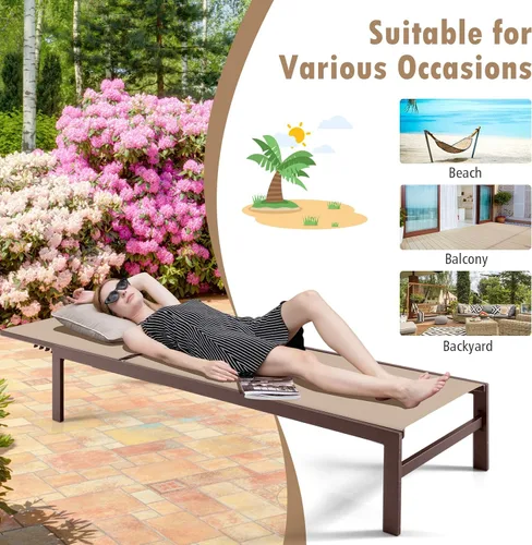 Miniatura 8 de Giantex Tumbona para patio, silla para tomar el sol al aire libre, tumbona reclinable con 6 posiciones ajustables, marco de aluminio, sillas