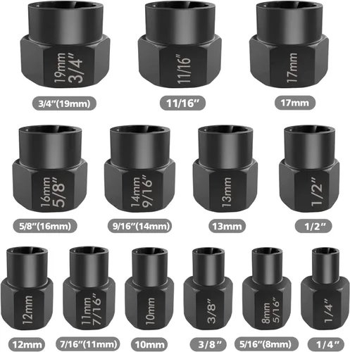 Miniatura 2 de Eapele Juego de extractor de tornillos, enchufes giratorios para removedor de tuercas peladas, se ajusta a unidad cuadrada de 3/8 pulgadas