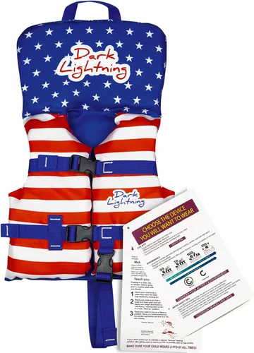 Miniatura 6 de Dark Lightning Chaleco salvavidas para bebés aprobado por USCG de 0 a 30 libras, chaleco de natación para bebé/niños pequeños de 1 a 3 años de edad