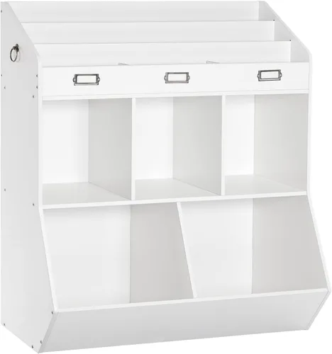 HOOBRO Estantería para niños, organizador de juguetes y almacenamiento, estantería para niños, 5 compartimentos y 3 estantes de 3 capas, cabecera de