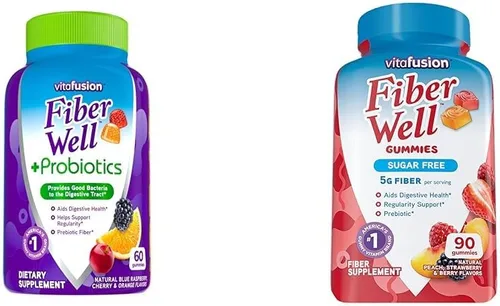 Miniatura 14 de Vitafusion Fiber Well + Gomitas de probióticos para adultos, 0.11 onzas de fibra por porción para la salud digestiva y probióticos*, 60