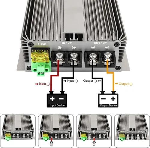 Miniatura 5 de Reductor de voltaje DC 8V-40V a 12V 3A 36W Convertidor de impulso automático de aumento y reducción de voltaje Módulo transformador impermeable
