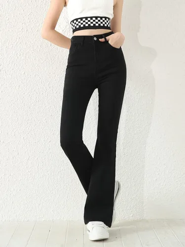 Miniatura 4 de SOLY HUX Girl's Flare Bell Bottom Jeans High Waisted Zipper Fly Stretch Bootcut Denim Pants