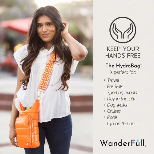 Miniatura 7 de WanderFull Original HydroBag Fits Up to 32 oz Water Bottle Holder with Strap – Hands-Free Crossbody Water Bottle Carrier Bag with Phone Pocket