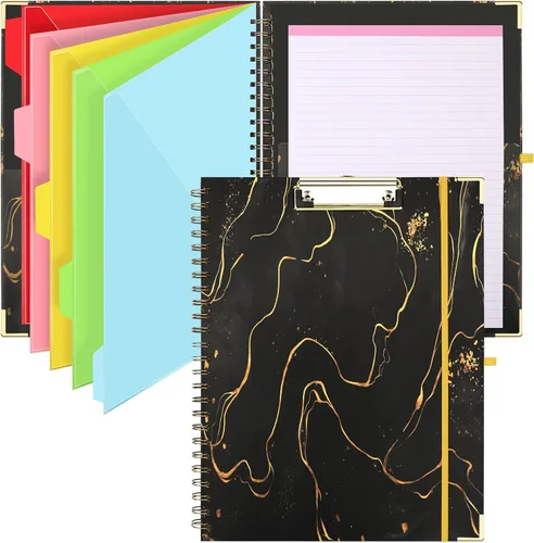 Miniatura 13 de HWPRATO Portafolio portapapeles con divisores y soporte para bolígrafo, cuaderno de espiral con portapapeles, carpeta para enfermeras, portapapeles