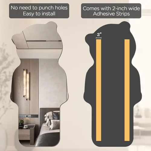 Miniatura 2 de iCAGY Espejo acrílico de cuerpo completo, espejo de pared autoadhesivo inastillable, ultrafino, 0.06 pulgadas, ligero para gimnasio en casa