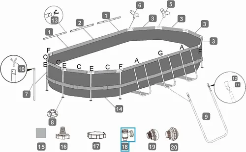 Miniatura 7 de SHUVUUIA 8 adaptadores de manguera de piscina: 4 adaptadores de manguera de piscina de 1 1/4 a 1 1/2 y 4 conectores de bomba de piscina sobre