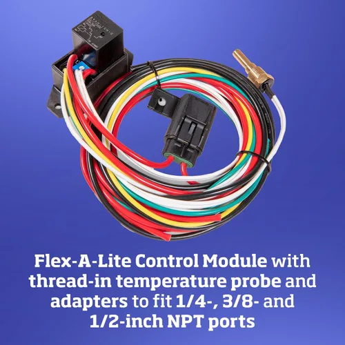 Miniatura 5 de Flex-A-Lite Controlador de ventilador eléctrico compacto y ajustable y kit de relé con sonda de temperatura roscada, controlador de ventilador