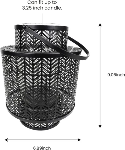 Miniatura 3 de Decozen Farol colgante para velas – Portavelas decorativo pequeño de metal negro para decoración del hogar, patio, comedor, sala de estar