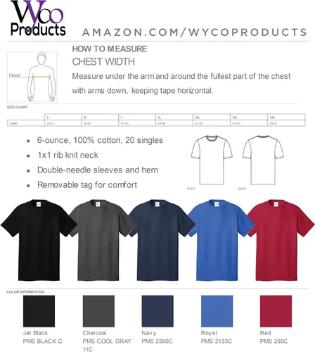 Miniatura 2 de WYCO Products Camiseta oscura en negro, carbón, rojo, azul real o azul marino Personalización DTG